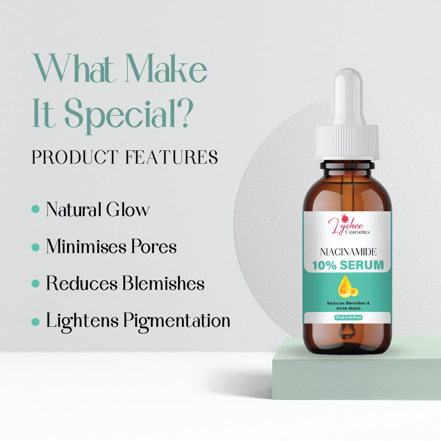 Niacinamide Face Serum for Clear & Bright Skin | 10% Niacinamide with Zinc | Reduces Acne Marks, Dark Spots & Oil Control | Lightweight, Non-Greasy Formula