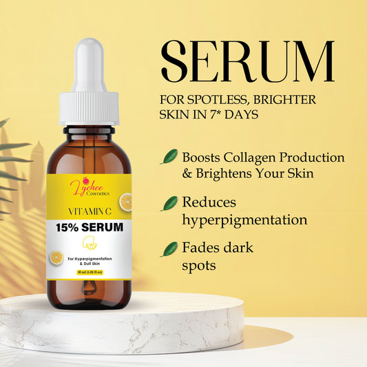 Vitamin C Face Serum for Glowing Skin | Brightening & Anti-Aging Serum with Hyaluronic Acid & Vitamin E | Fades Dark Spots, Evens Skin Tone, Reduces Fine Lines | For Men & Women – 30ml